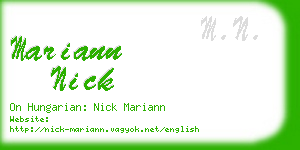 mariann nick business card